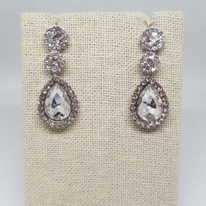 Silver Tone crystal earrings clear stones